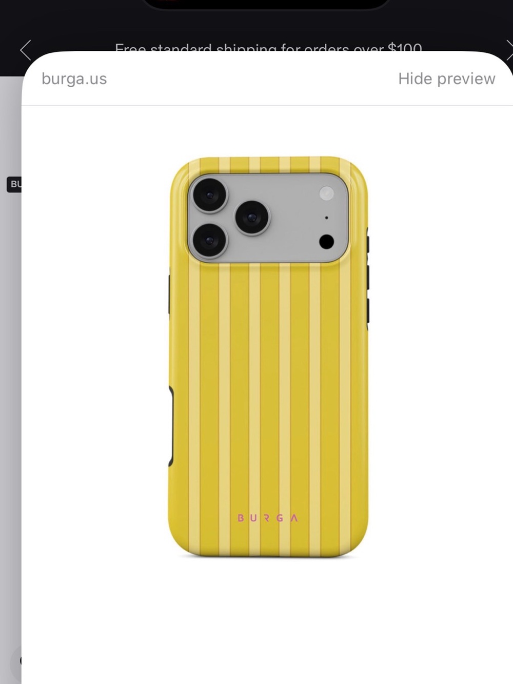 Burga Sunbreak - iPhone 17 Pro Max Case Yellow Stripe Protective Phone Case